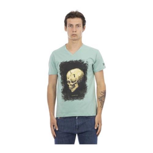 Trussardi Kortärmad V-ringad T-shirt - Framtryck Green, Herr