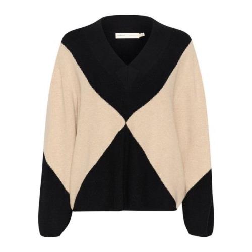 InWear Intarsia Pullover Sweater Haze Melange/Black Black, Dam