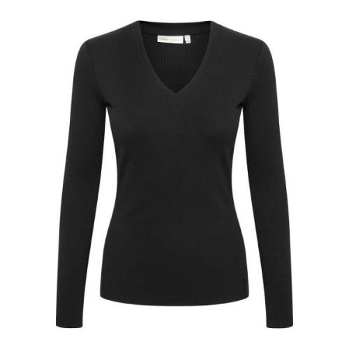 InWear Svart V-ringad Långärmad Topp Black, Dam