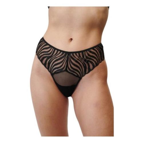 Undress Code Zebra Print Thong Black, Dam