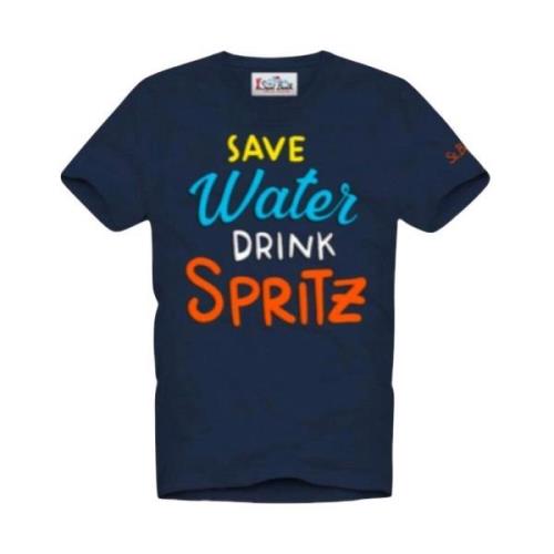 MC2 Saint Barth Kortärmad tee Save water Drink spritz Blue, Herr