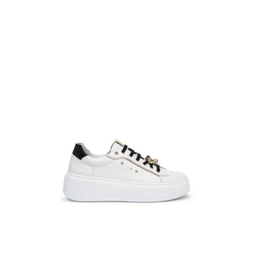 Nerogiardini Vita Läder Juvel Sneakers Platform White, Dam