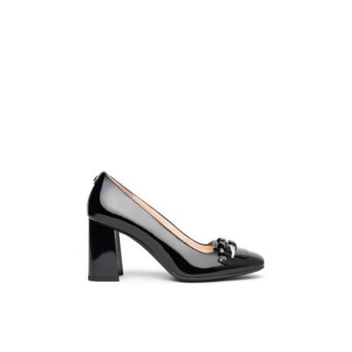 Nerogiardini Svarta lackpumps med 8 cm blockklack Black, Dam