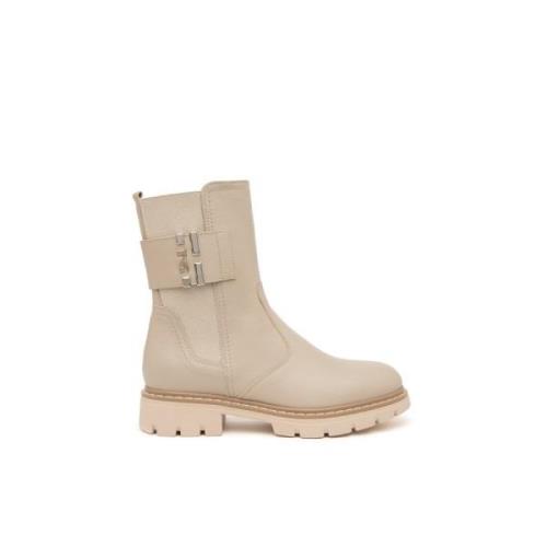 Nerogiardini Chelsea läder ankelboots med spänne Beige, Dam