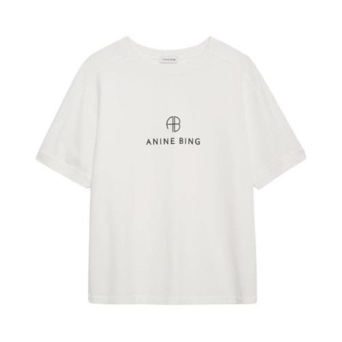 Anine Bing Retro Monogram Tee - Ivory White, Dam