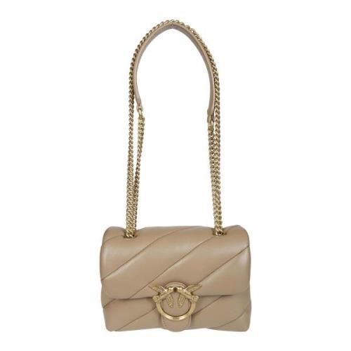 Pinko Klassisk Nappa Love Puff Mini Väska Beige, Dam