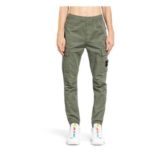 Stone Island Canvas Cargo Byxor Regular Tapered Stil Green, Herr