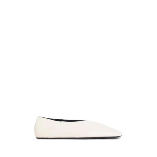 Jil Sander Svart & Vit Läder Ballerinaskor White, Dam