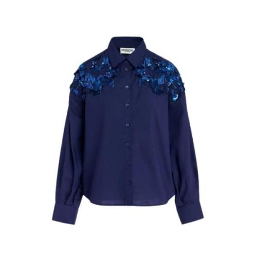 Essentiel Antwerp Stilig Embellished Skjorta Blue, Dam