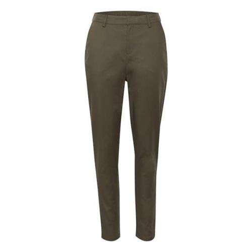 Kaffe Brun Caloraine Byxor Regular Fit Hög Midja Brown, Dam