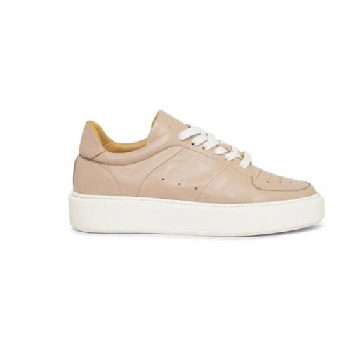 Testoni Retro Läder Sneaker Pink, Dam