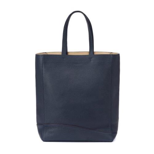 Testoni Grained Calf Tote Bag Deluxe Blue, Unisex