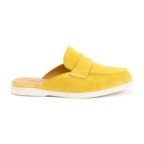 Testoni Casual Mocka Båtinspirerade Mulor Yellow, Dam