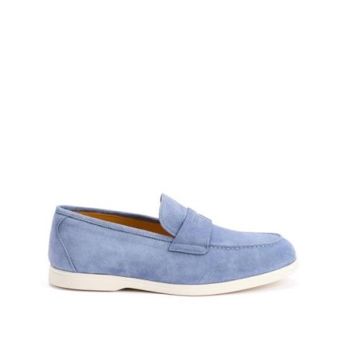 Testoni Casual Suede Båt Loafers Blue, Dam