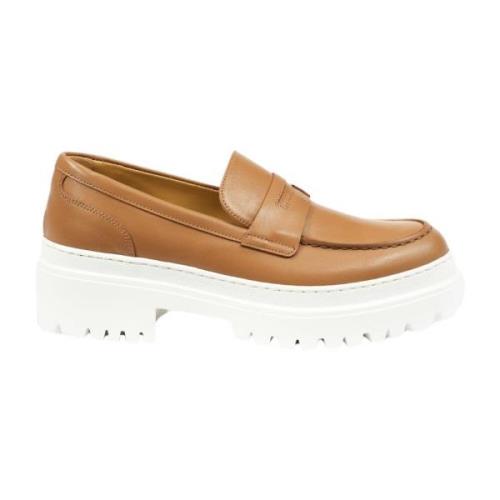 Testoni Chunky Loafer Sport Kalvskinn Lugsole Beige, Dam