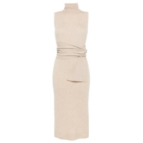 MM6 Maison Margiela Oat Midi Klänning - Stilren och Elegant Beige, Dam