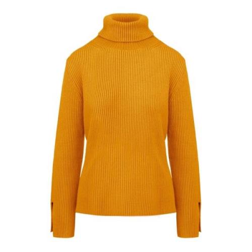 BomBoogie Räfflad Ull Turtleneck Vinter Essential Yellow, Dam