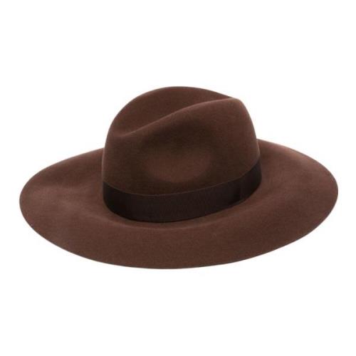 Borsalino Valkat ull Fedora Hatt Brown, Dam