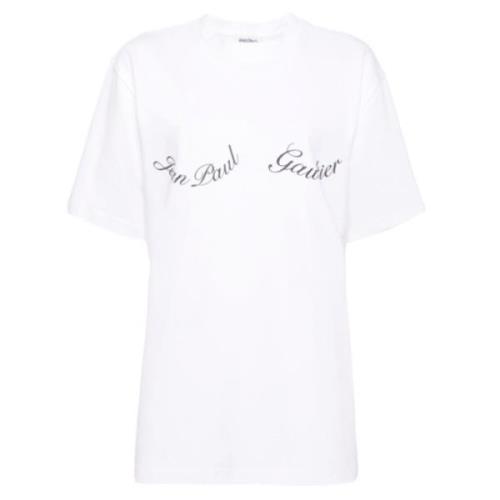 Jean Paul Gaultier Oversize Logo T-shirt Vit/Svart White, Dam