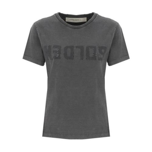 Golden Goose Grå Bomull Crewneck T-shirt med Logo Patch Gray, Dam