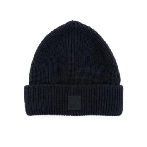 Jacob Cohën Navy Blue Logo Patch Beanie Hat Blue, Herr