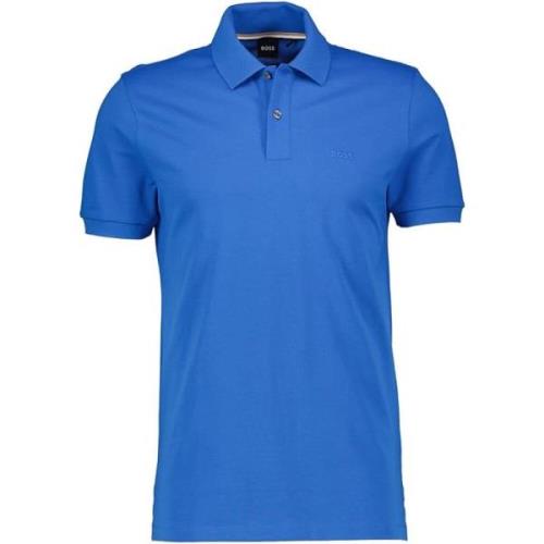 Boss Pique Polo Shirt Blue, Herr