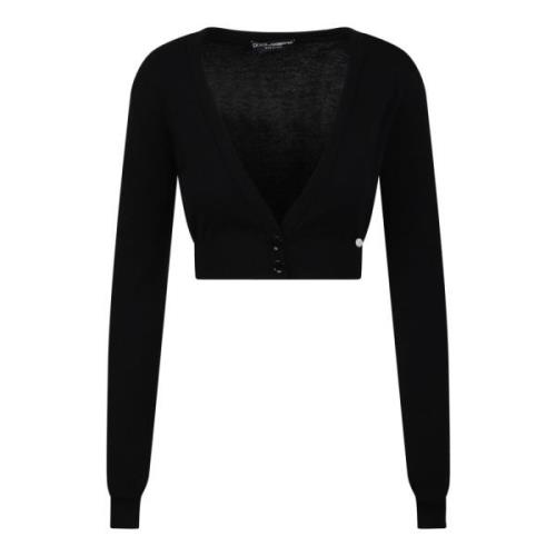 Dolce & Gabbana V-ringad Kort Cardigan Black, Dam