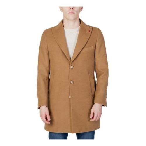 Mulish Beige V-Neck Button Coat med Reverskrage Beige, Herr