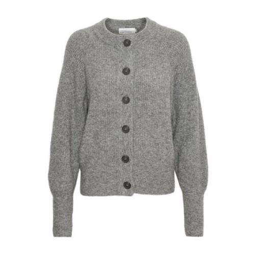 Karen by Simonsen Kort Cardigan Opal Gray Melange Gray, Dam