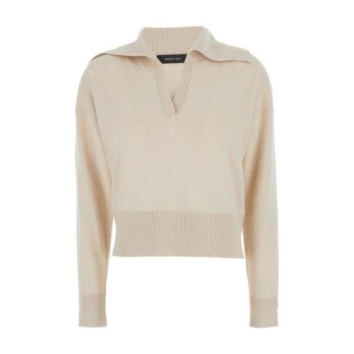 Federica Tosi Beige Polo Pull Sweater Beige, Dam