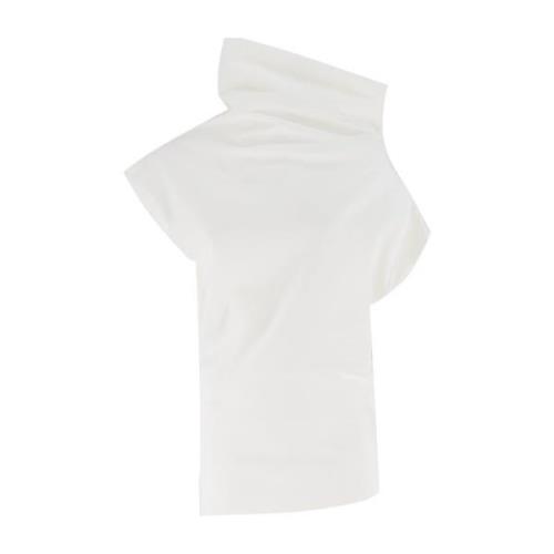 Fabiana Filippi Asymmetrisk T-shirt i kompakt tyg White, Dam