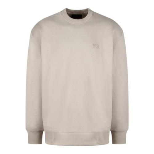 Y-3 Crewneck Sweatshirt Bomull Ss24 Oversized Passform Beige, Herr