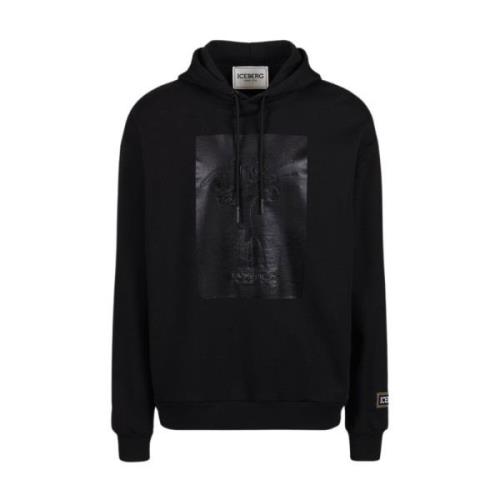 Iceberg Svarta Hoodies Stilfull Modell Black, Herr