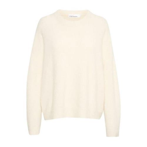 Karen by Simonsen Oversize Oneck Stickad Tröja Egret Melange Beige, Da...