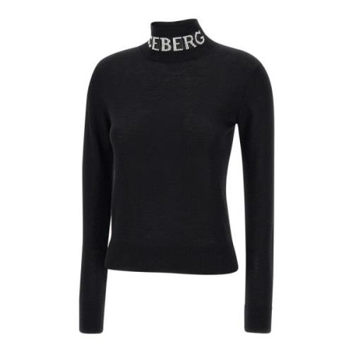 Iceberg Svart Ull Turtleneck Tröja Black, Dam