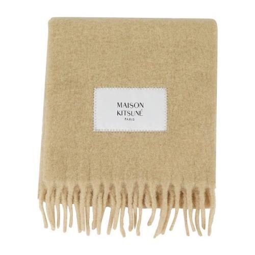 Maison Kitsuné Lyxigt Alpacka Halsduk Beige, Dam