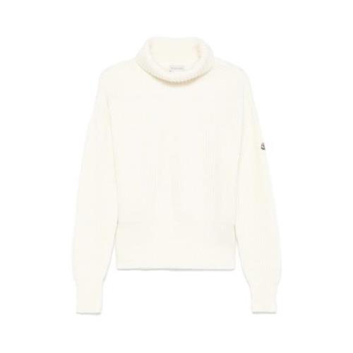 Moncler Beige Ull Tricot Stickad Tröja Beige, Dam