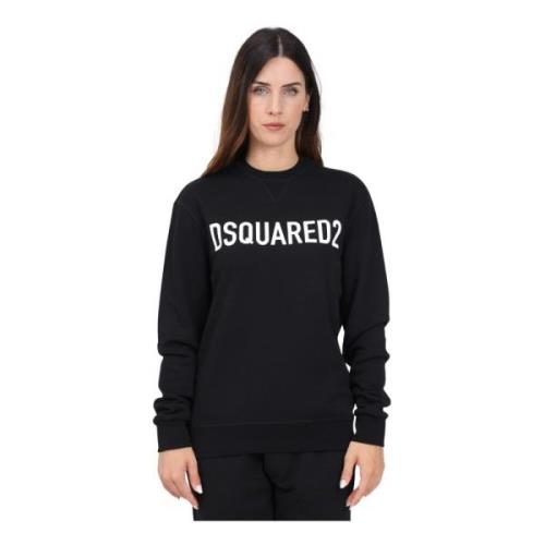 Dsquared2 Svart Crewneck Sweatshirt Logo Print Black, Dam