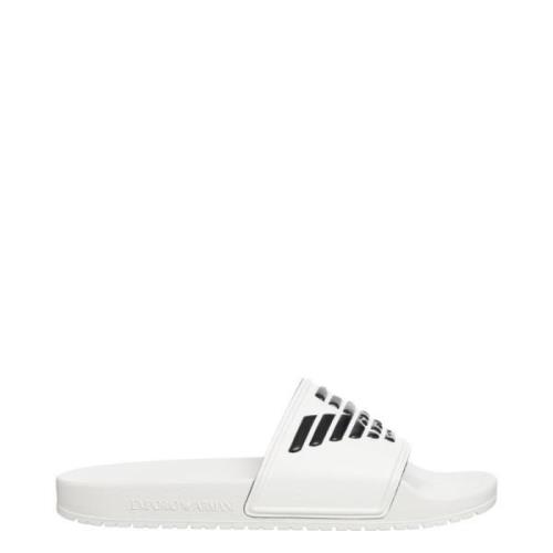 Emporio Armani Vita Tryckta Tofflor Slip On White, Dam