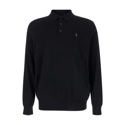 Polo Ralph Lauren Merino Polo Sweater Svart Black, Herr