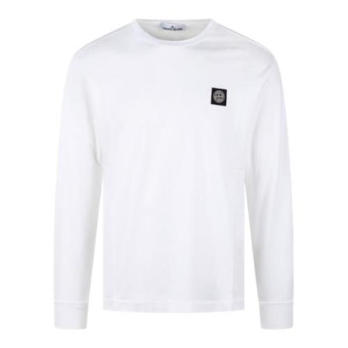 Stone Island Bomull Långärmad T-shirt Fw24 White, Herr