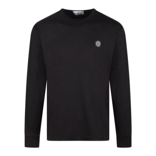 Stone Island Bomull Långärmad T-shirt Fw24 Black, Herr