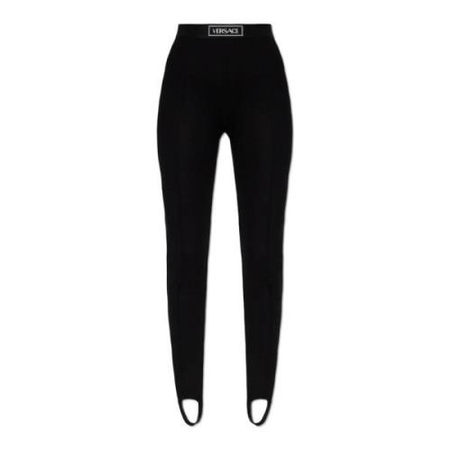 Versace Leggings med logotyp Black, Dam