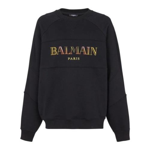 Balmain Vintage Broderad Loose Fit Tröja Black, Herr