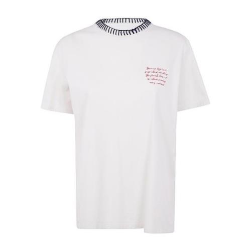 Golden Goose Broderad Journey Regular T-shirt White, Dam