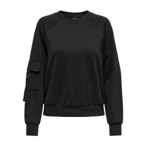 Only Casual Sweatshirt med Ärmlficka Black, Dam