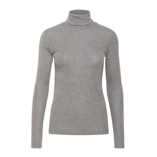 Kaffe Rollneck T-Shirt Grå Melange Gray, Dam