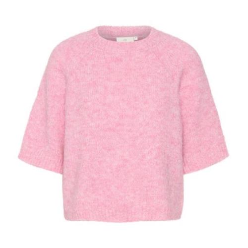 Kaffe Cropped Stickad Pullover Festival Fuchsia Pink, Dam