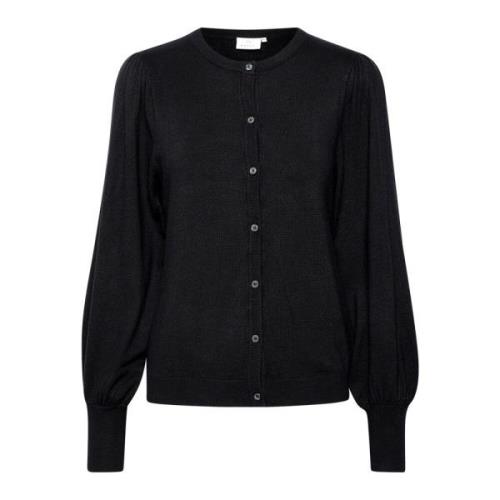 Kaffe Svart djup cardigan med puffärmar Black, Dam