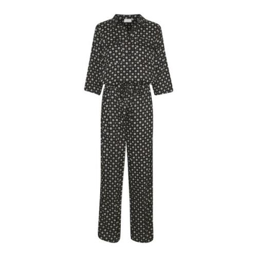 Kaffe Svart Slips/Punkt Jumpsuit Byxor Black, Dam